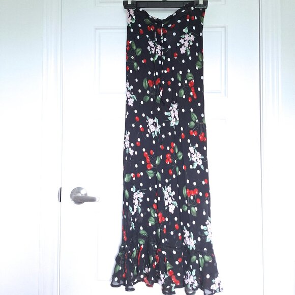 Brand New Made in France Vintage Elegant Long Black Floral Skirt - Picture 1 of 7